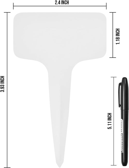 Plant Labels 1000 Pcs Yuanling T-Type Plastic Garden Tags Waterproof Plant Sign Stakes Nursery Garden Makers for Seedlings Flower Vegetables Herb Potted Belt Permanet Marker Pen (White)