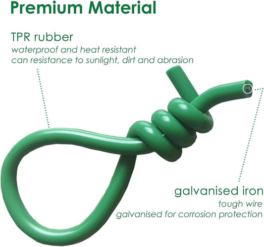 Soft Plant Tie Garden Plant Twist Tie TPR Plant Supply, for Supporting and Fixing Garden Planting Branches Vines, Stems, for Garden, Office, Home Organizing (65.6ft /3.5mm Diameter, Green)