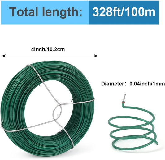 Shintop 328Ft Garden Wire, Green Plant Twist Ties for Climbing Plants