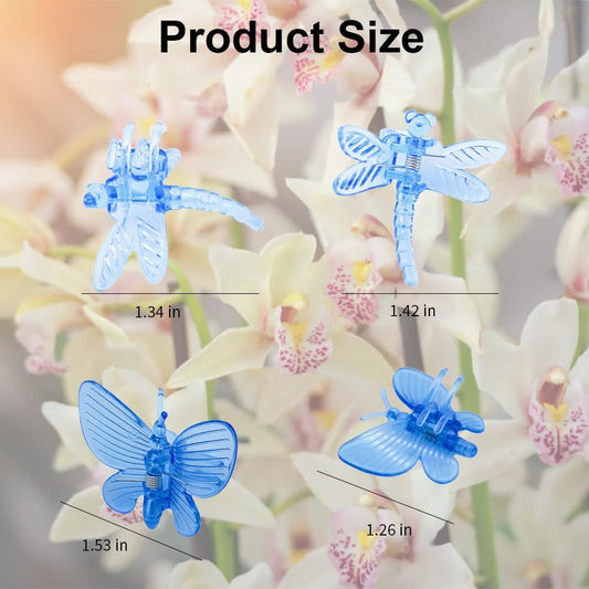 60 Pcs Orchid Clips Set Butterfly Plant Clips Dragonfly Orchid Support Clips Portable Cute Vine Clips for Support Garden Plant Flower Vine, Mix Color