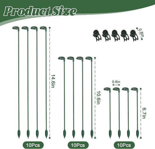 30 Sets Small Plant Stakes for Indoor Plants, 3 Size 6.7/10.6/14.6 Inches