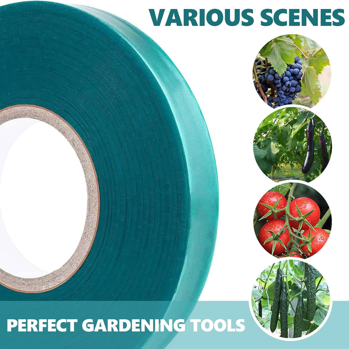 20 Pack Total 2700 Feet Stretch Tie Tape Roll 1/2" Garden Tape Sturdy Garden Plant Ties Green Vinyl Plant Ribbon Gardening Tools Green Garden Roll Garden Tie Tape for Indoor Outdoor Patio Plant Use