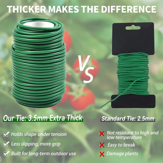 Decoroca Soft Plant Ties for Support - 65.6' Reusable Waterproof Plant Wire, 3.5mm Garden Twist, for Indoor & Outdoor Plants and Home Organizing(1pc/Green)