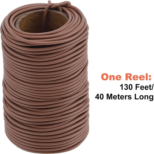 TELENT OUTDOORS 130 Feet Soft Plant Tie Brown Twist Garden Ties for Plants Gardening Home Office Organization TPR Garden Ties Supplies with 2.5mm Diameter