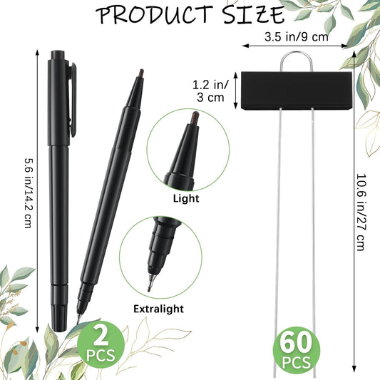 Maitys 62 Pcs Metal Plant Labels Garden Markers Outdoor Weatherproof 10.6 Inch Stainless Steel Nursery Tags Reusable Bulk with Pens for Flower Fruit Vegetable Seedling (Black Label with White Ink)