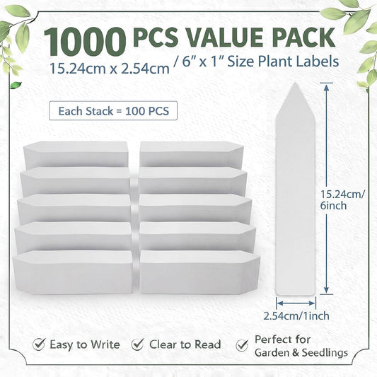 1000 Pcs 6 Inch Plant Tags, Plastic Plant Label Tag, White