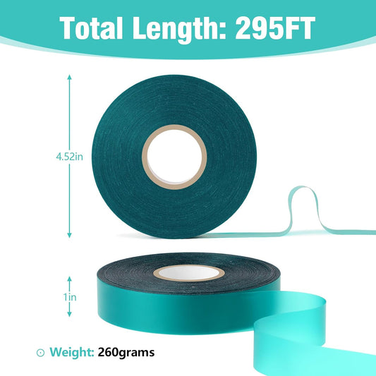 300FT Stretch Tie Tape Roll, 1'' Plant Tape Green Stretch Garden Tie