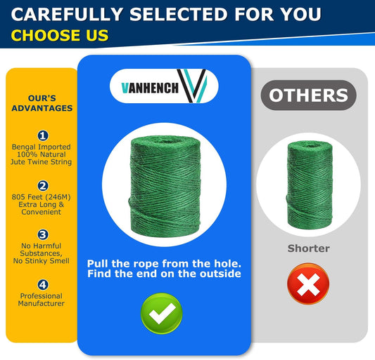 Vanhench 805ft Strong Natural Garden Twine String, Green