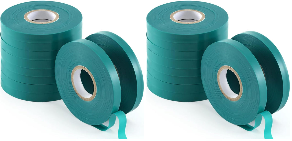 TELENT OUTDOORS 10 Pcs 150 Feet x 1/2" Wide Stretch Tie Tape Green Plant Garden Tie, Garden Vinyl Stake for Branches, Climbing Planters, Flowers