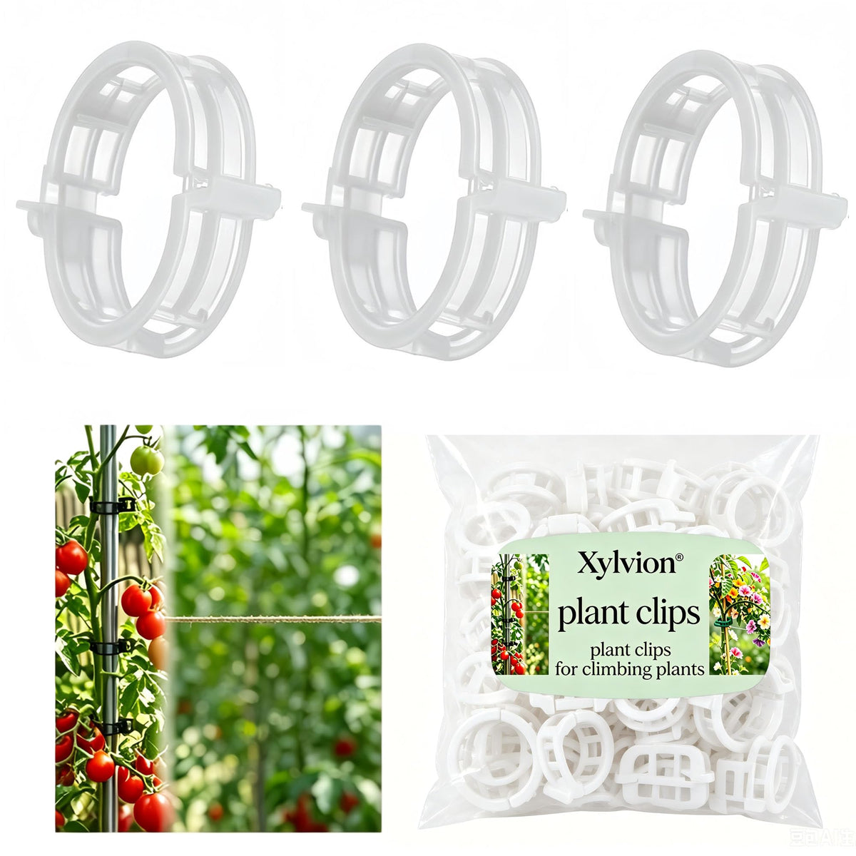 1000 Pcs Tomato Plastic Support Clips, Clips for Climbing Plants, Reusable Tomato Trellis Twines for Fruit, Flower, Farm, Vegetable Garden & Gardening Supplies (Black,1000)