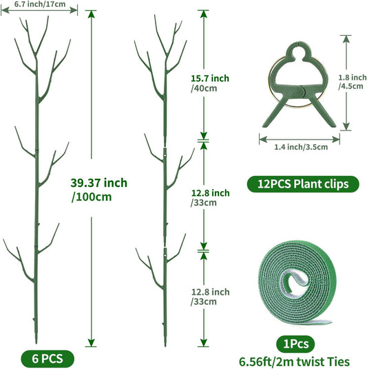Yhtpouqe 12 Pack Plant Support Stakes, Plant Stakes for Indoor and Outdoor Plants. 39.37inch Plant Sticks with Extension Poles, Plant Clips, Plant Ties for Potted Monstera Plants, Climbing Plants