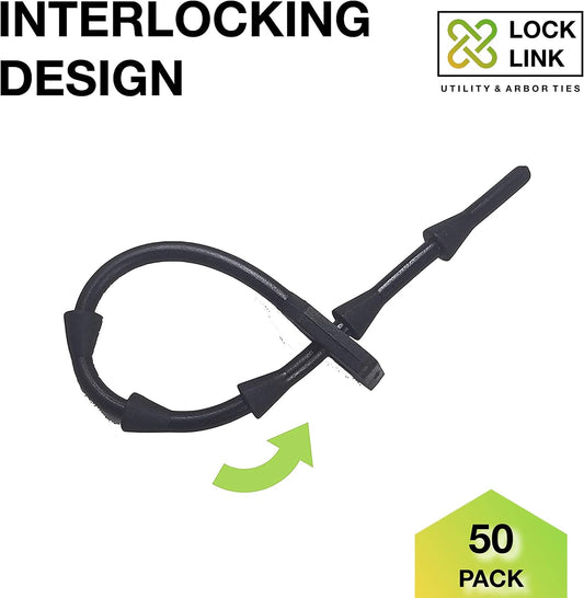 One Stop Outdoor Lock Link - (50 Pack) 6.7" Inch (28 Ft Total) - Soft Flexible Rubber Locking Plant Wire Twine Ties - Reusable Plant Support Twist Tie Straps (50 Pack)