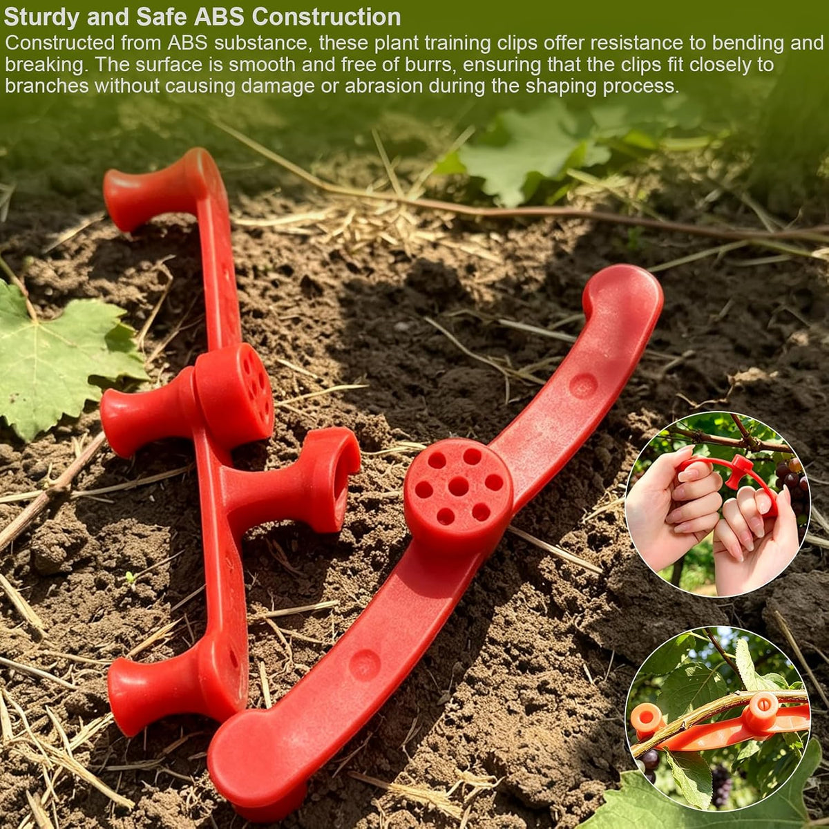 7-Pack Red Plant Training Clips, Adjustable Plant Branch Support Clips for Shaping and Bending, Branch Shaping Tool for Bonsai, Garden, Orchardists, Farmers, Arborists, Flower Beds, and Fruit Crops