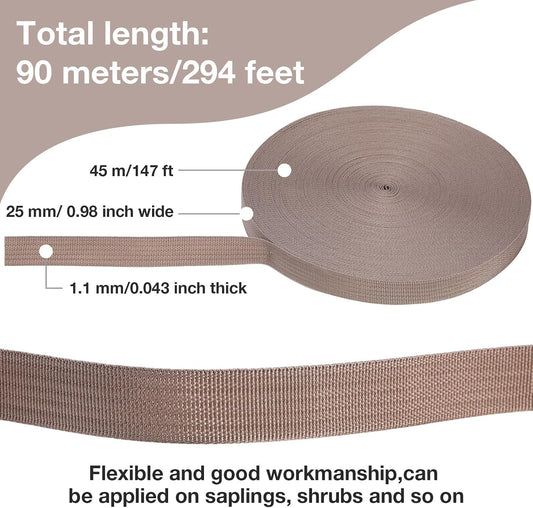 Shappy Tree Tie Support Strap for Staking, Dark Khaki, 295 Feet x 1 Inch