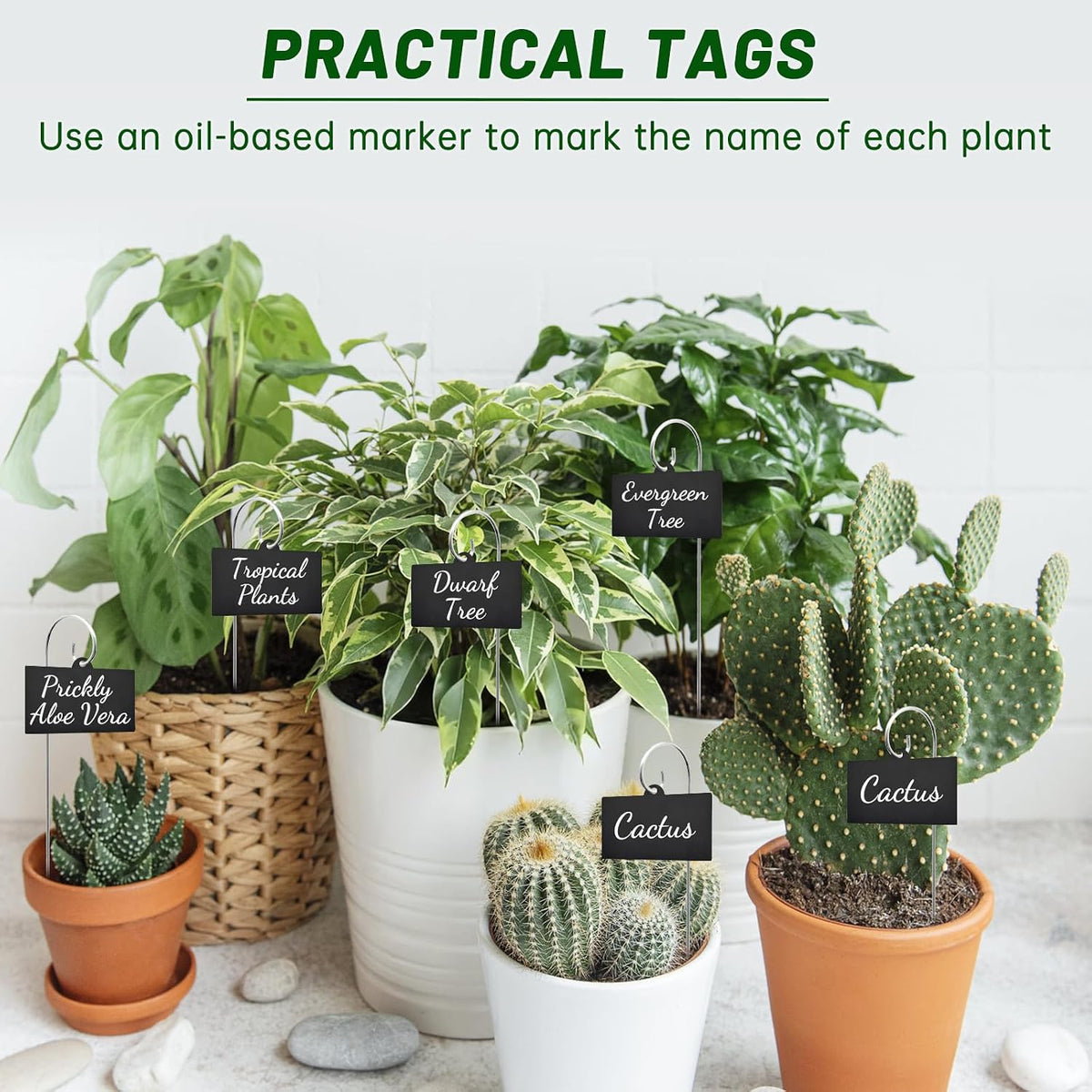 Plant Labels Stakes 24 Pcs, Acrylic Reusable Weatherproof Markers with Pen