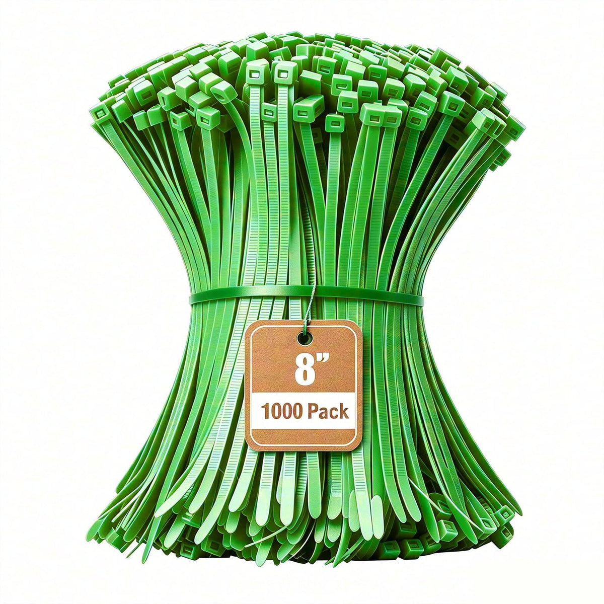 Armpow 8 Inch Garden Green Zip Tie 1000 PCS, 40 Lbs - Small to Medium Zip Tie, Nylon PA66 UV Resistant Cable Tie Heavy Duty for Indoor and Outdoor Use - Ideal for bundling and securing objects