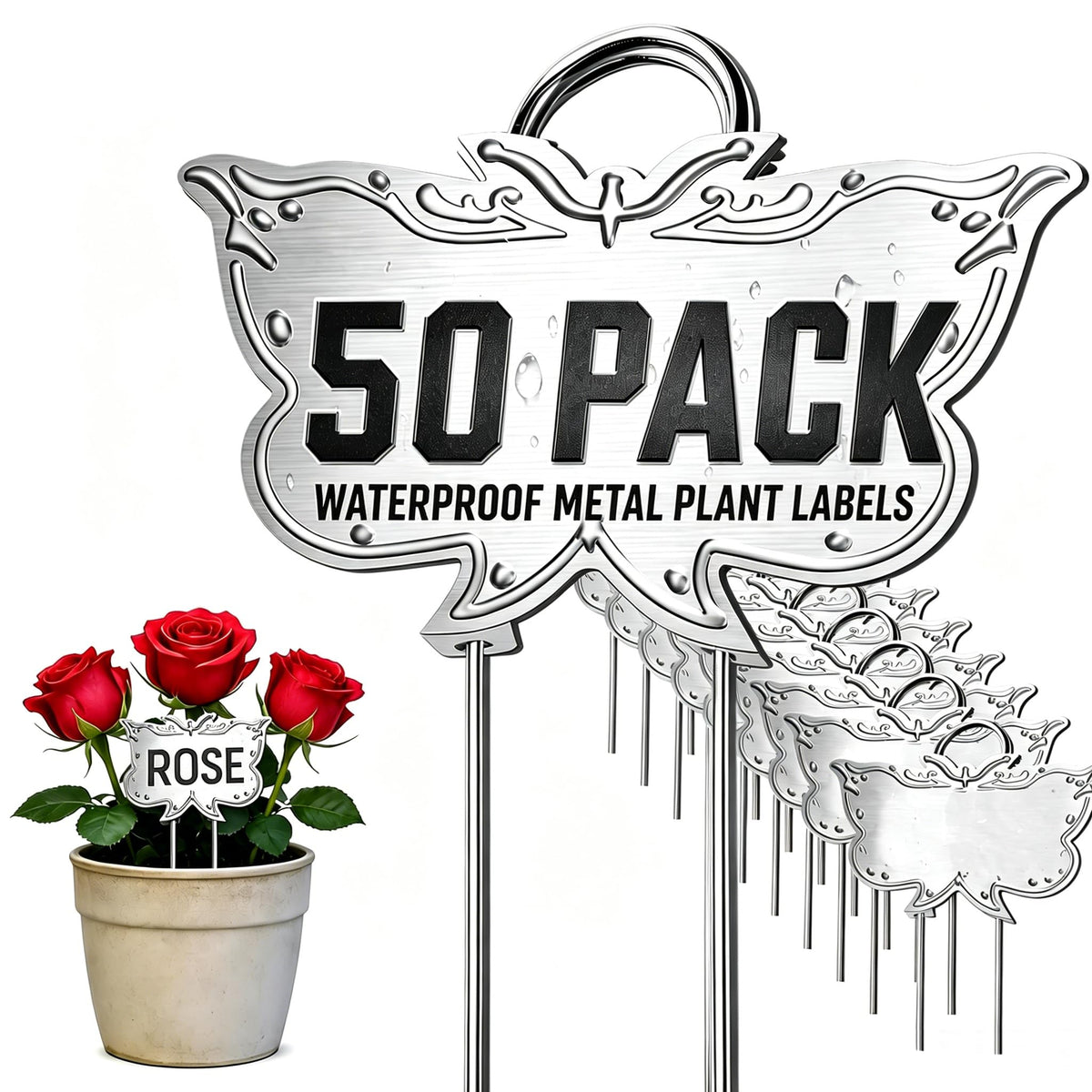 Metal Plant Labels for Outdoor Garden Waterproof 11-Inch 30 Pack