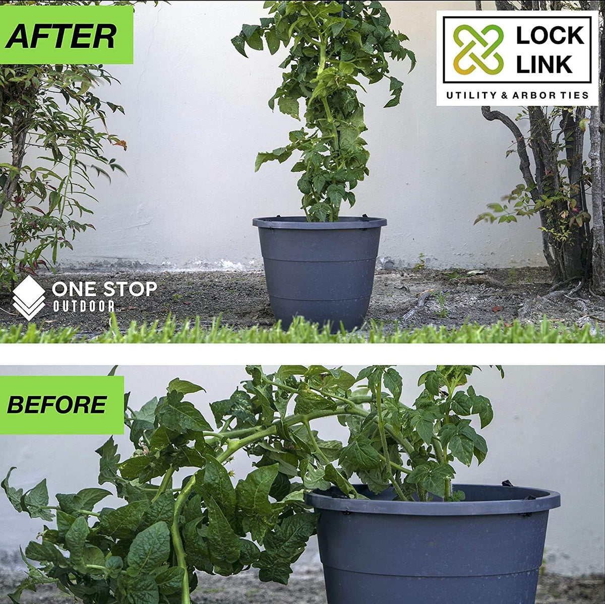 One Stop Outdoor Lock Link - (50 Pack) 6.7" Inch (28 Ft Total) - Soft Flexible Rubber Locking Plant Wire Twine Ties - Reusable Plant Support Twist Tie Straps (50 Pack)