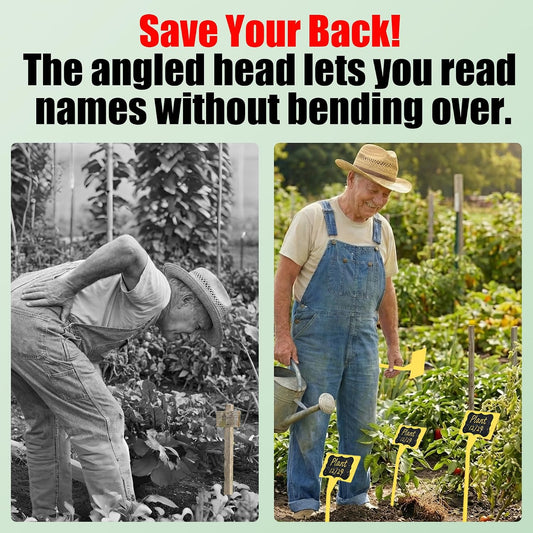 100 Pack Large 11.8" Plant Labels for Outdoor Garden Waterproof, T-Type Garden Label Stakes & Plant Tags with Black Stickers & Gold Pen, Tall Plant Markers for Outdoor Plants, Vegetables