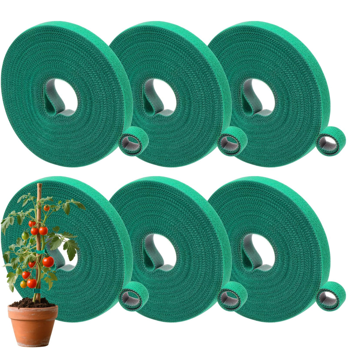 Plant Tape, 6 Roll 196 Ft Garden Tape, Reusable Garden Plant Ties, Adjustable Twist Ties for Tying Plants, Flowers, saplings and Vines (196 ft x 1/2 in)