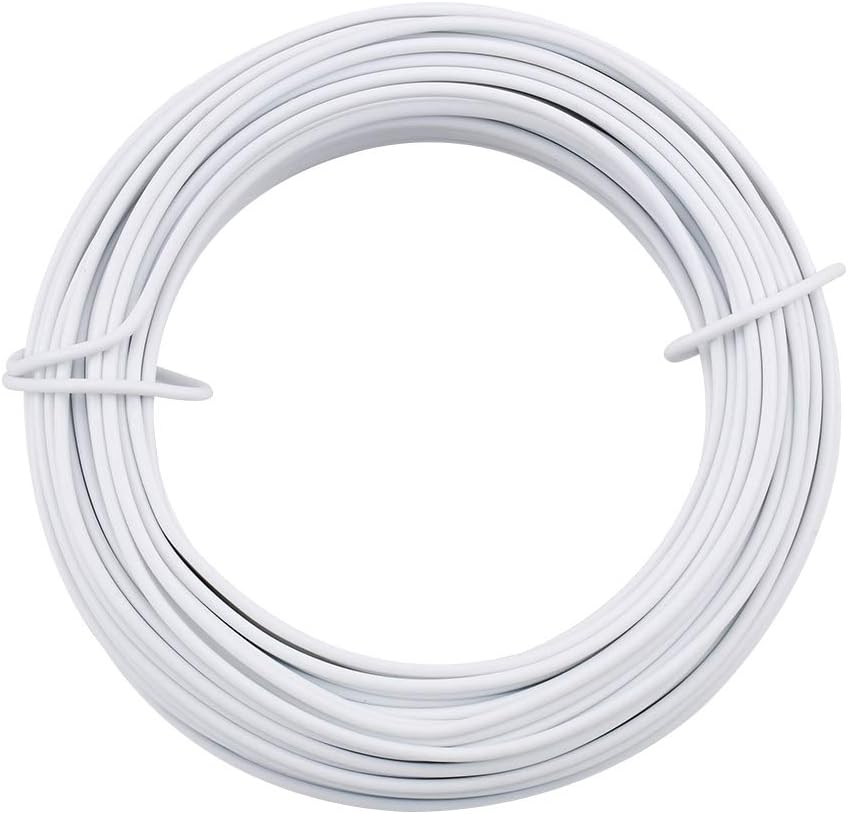 KINGLAKE 66 Feet White Sturdy Plastic Coated Garden Wire 2mm Plant Twist Tie