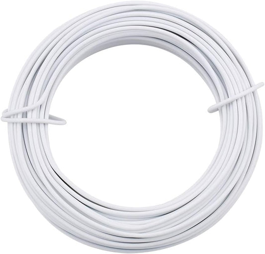 KINGLAKE 66 Feet White Sturdy Plastic Coated Garden Wire 2mm Plant Twist Tie