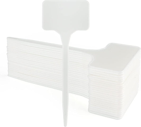 KINGLAKE 50 Pcs Thick Plastic Plant T-Type Tags 6" Large Nursery Garden Labels