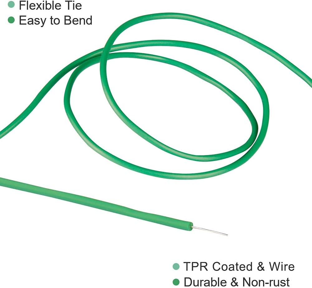 Soft Plant Ties, Garden Ties TPR Flexible Durable Heavy Duty Twist Wire for Twine Tomato Branches Vines and Tying Up Cable Wires (Green) (50ft, 0.2in)