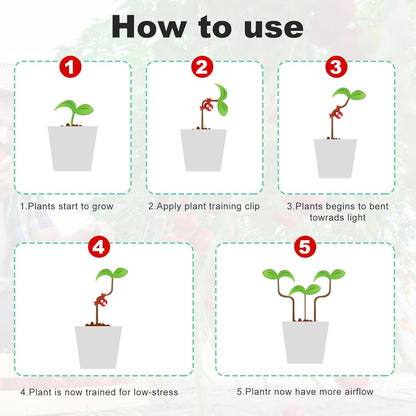 120-Pack Plant Training Clips for Low Stress Training - 90-Degree Angle Plastic Plant Stem Support Clips, Reusable Garden Clips for Tomatoes, Vines (Red & Green)