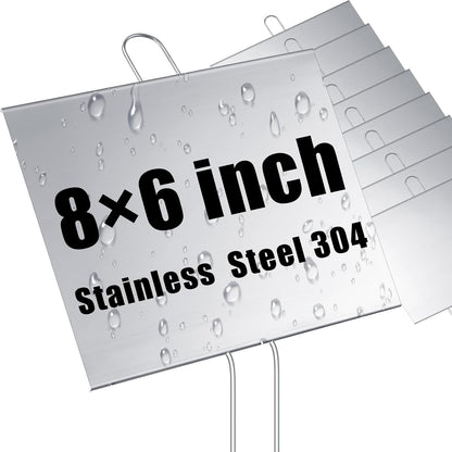 Landhoow 12 Pcs Large Plant Marker, 6'' X 8'' with 13'' Stake, Silver