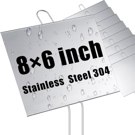 Landhoow 12 Pcs Large Plant Marker, 6'' X 8'' with 13'' Stake, Silver