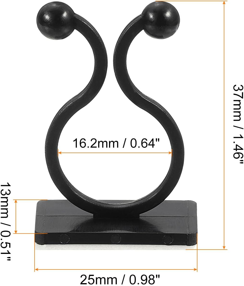 uxcell 100Pcs Plant Climbing Wall Fixture Clips, Plant Fixer Self-Adhesive Hooks Wire Fixing Supporting for Indoor Outdoor Decoration and Cable Wire Fixing (Black, 16.2mm/0.64")