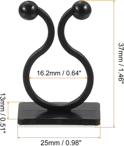 uxcell 100Pcs Plant Climbing Wall Fixture Clips, Plant Fixer Self-Adhesive Hooks Wire Fixing Supporting for Indoor Outdoor Decoration and Cable Wire Fixing (Black, 16.2mm/0.64")