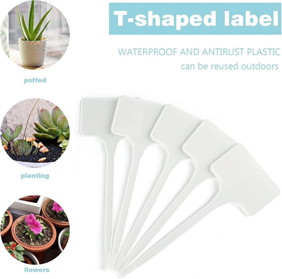 KINGLAKE GARDEN Large Plastic Plant Labels 6 Inch 50 Pack White Extra Large