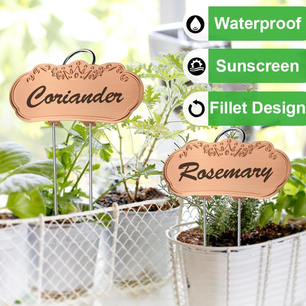 Metal Plant Labels, Waterproof Garden Signs 25 Pack Gold Plant Tags