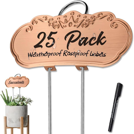 Metal Plant Labels, Waterproof Garden Signs 25 Pack Gold Plant Tags