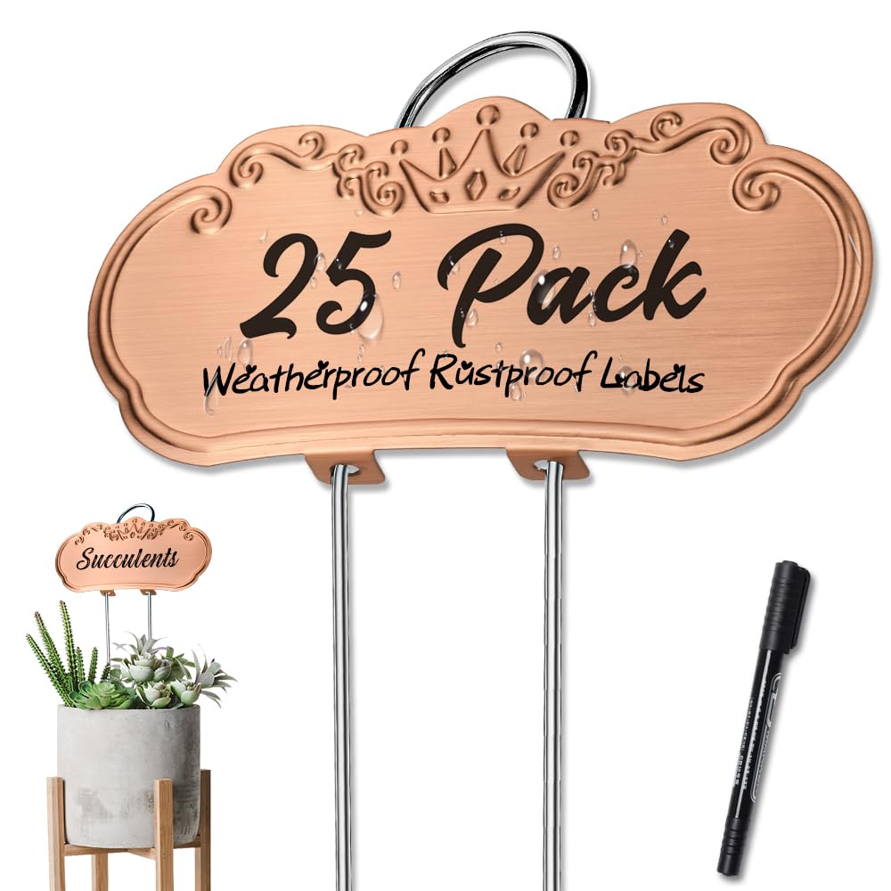 Metal Plant Labels, Waterproof Garden Signs 25 Pack Gold Plant Tags