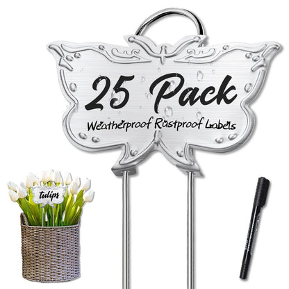 Metal Plant Labels, Waterproof Garden Signs 25 Pack Gold Plant Tags