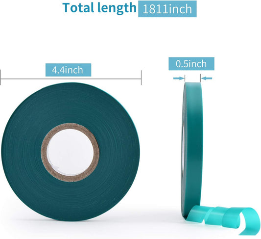 TELENT OUTDOORS 10 Pcs 150 Feet x 1/2" Wide Stretch Tie Tape Green Plant Garden Tie, Garden Vinyl Stake for Branches, Climbing Planters, Flowers