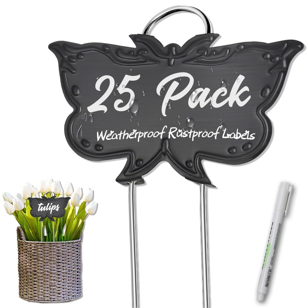 Metal Plant Labels, Waterproof Garden Signs 25 Pack Gold Plant Tags