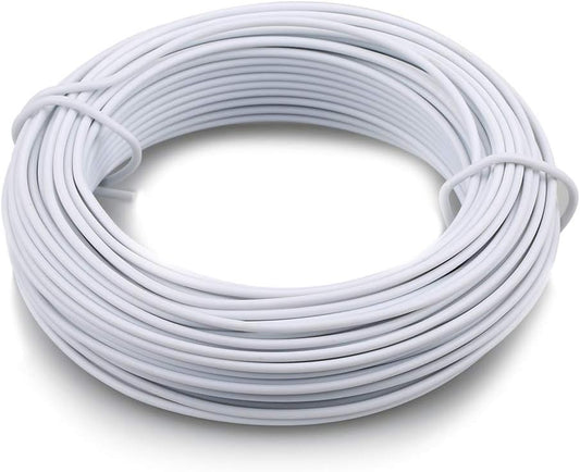 KINGLAKE 66 Feet White Sturdy Plastic Coated Garden Wire 2mm Plant Twist Tie