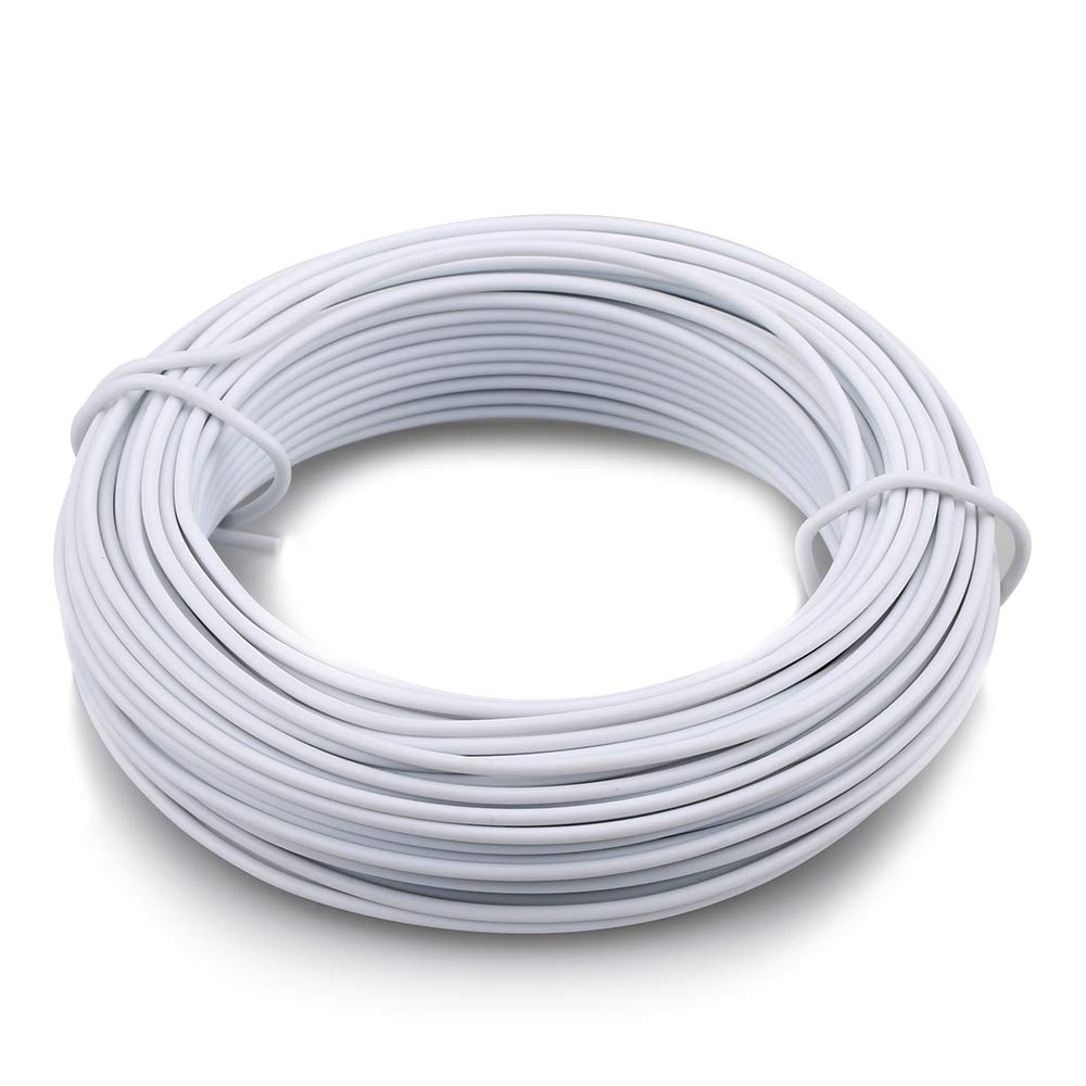 KINGLAKE 66 Feet White Sturdy Plastic Coated Garden Wire 2mm Plant Twist Tie