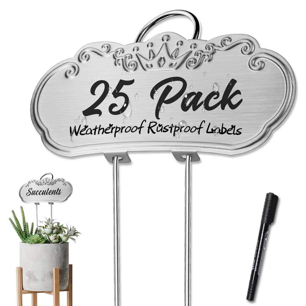 Metal Plant Labels, Waterproof Garden Signs 25 Pack Gold Plant Tags