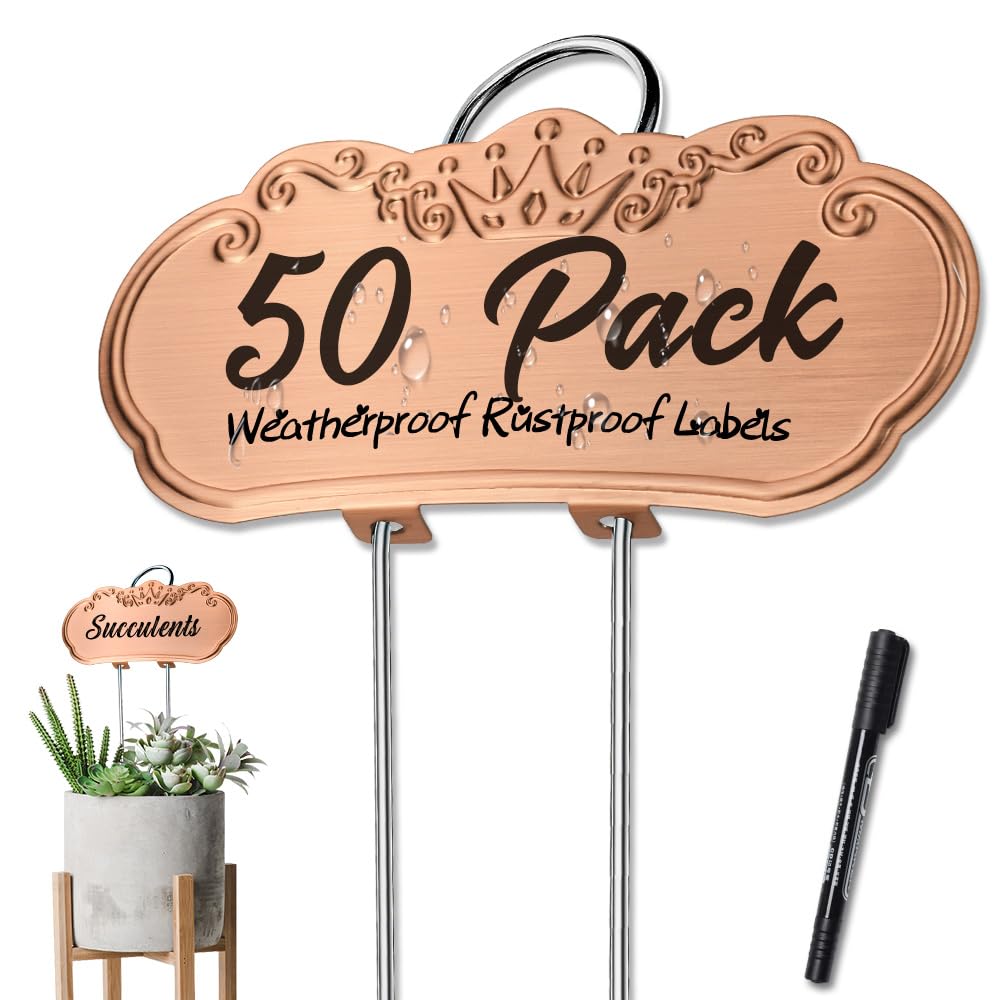 Metal Plant Labels, Waterproof Garden Signs 25 Pack Gold Plant Tags