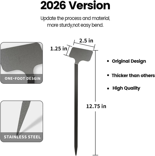 Stainless Steel Plant Labels, Metal Waterproof Plant Markers,Height 12.75 in, Label Area 2.5 in*1.25 in resuable Nursery Tags for Vegetables herb Flower Seed Green House- 20-Pack