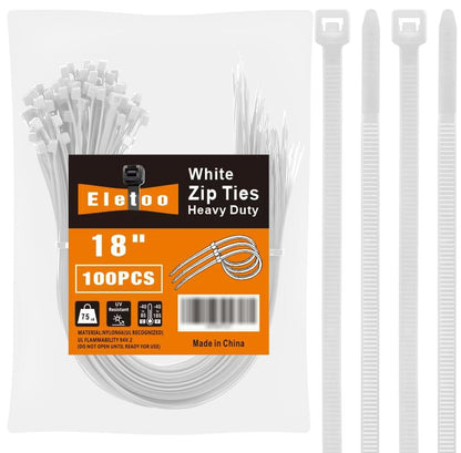 18 inch Green Zip Ties Heavy Duty 100 Pack Long Cable Ties 75 LBS