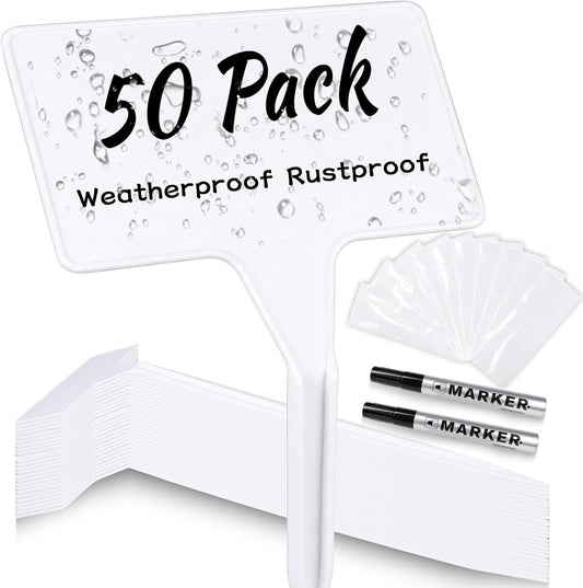 50pcs Plant Labels,2 Markers & 50 Stickers,Waterproof Outdoor Garden Tags