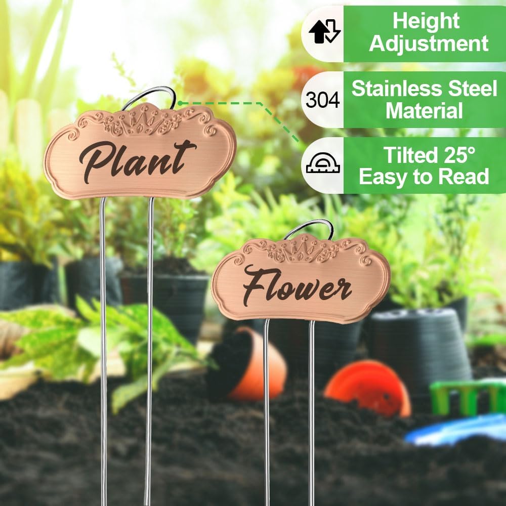 Metal Plant Labels, Waterproof Garden Signs 25 Pack Gold Plant Tags