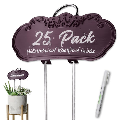 Metal Plant Labels, Waterproof Garden Signs 25 Pack Gold Plant Tags