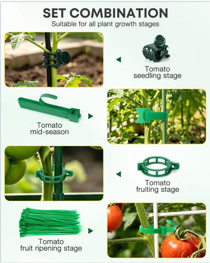 300Pcs Green Tomato Clips,Plastic Trellis Clips,Reusable Plant Support Clips for Tomatoes,Cucumbers,and Vines,Garden Supplies for Vertical Growing